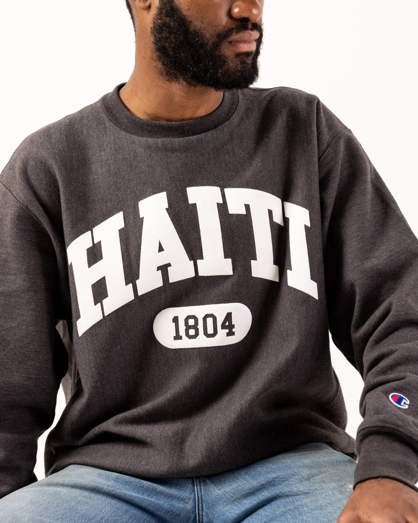 HAITI x Champion Crew Neck Sweater (Charcoal Grey)