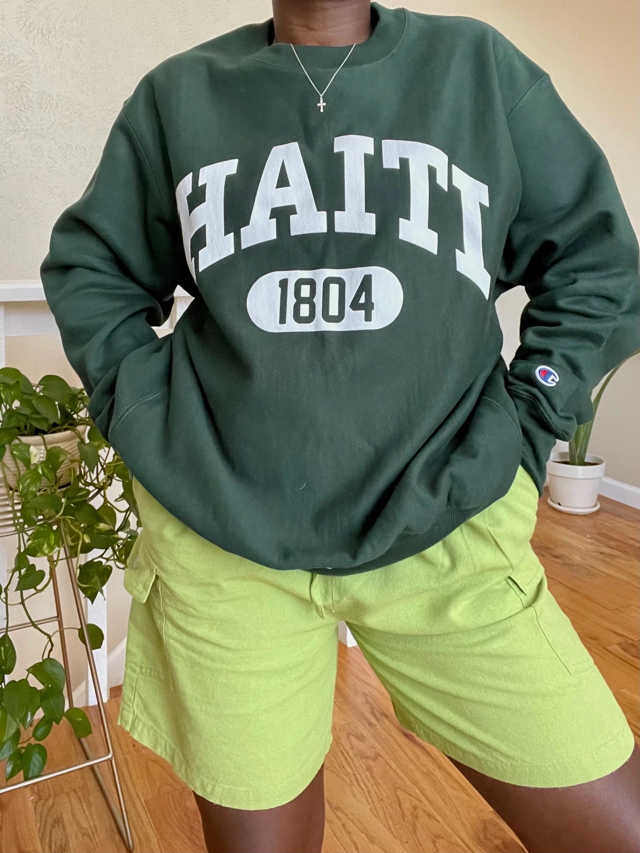 HAITI x Champion Crew Neck Sweater (Forest Green)